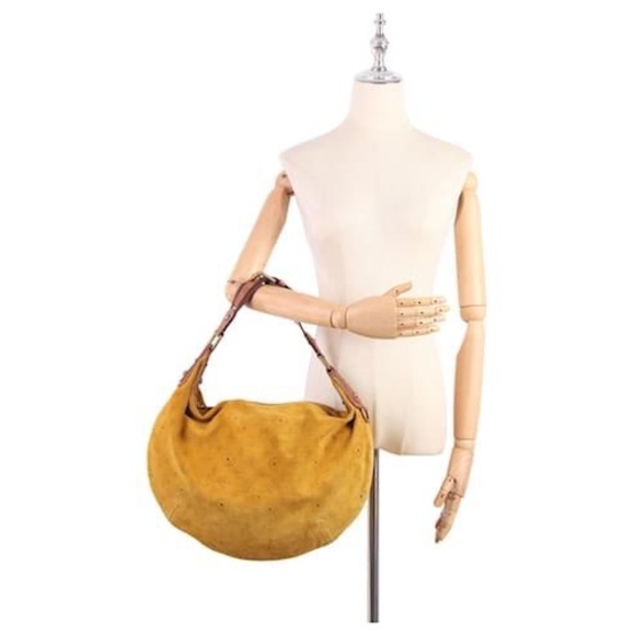 Authentic Louis Vuitton Monogram Suede Onatah GM Shoulder Bag Yellow - Picture 3 of 16